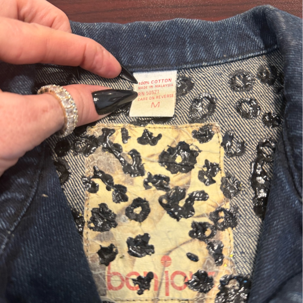 1980s Vintage Bon Jour Denim Cropped Jacket size Medium - Picture 8 of 11